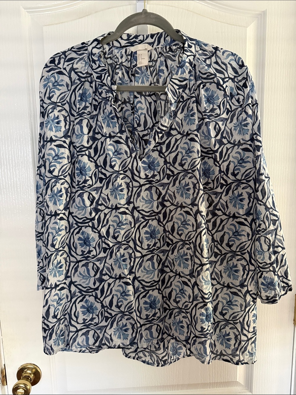 H&M Navy and Light Blue Floral Tunic